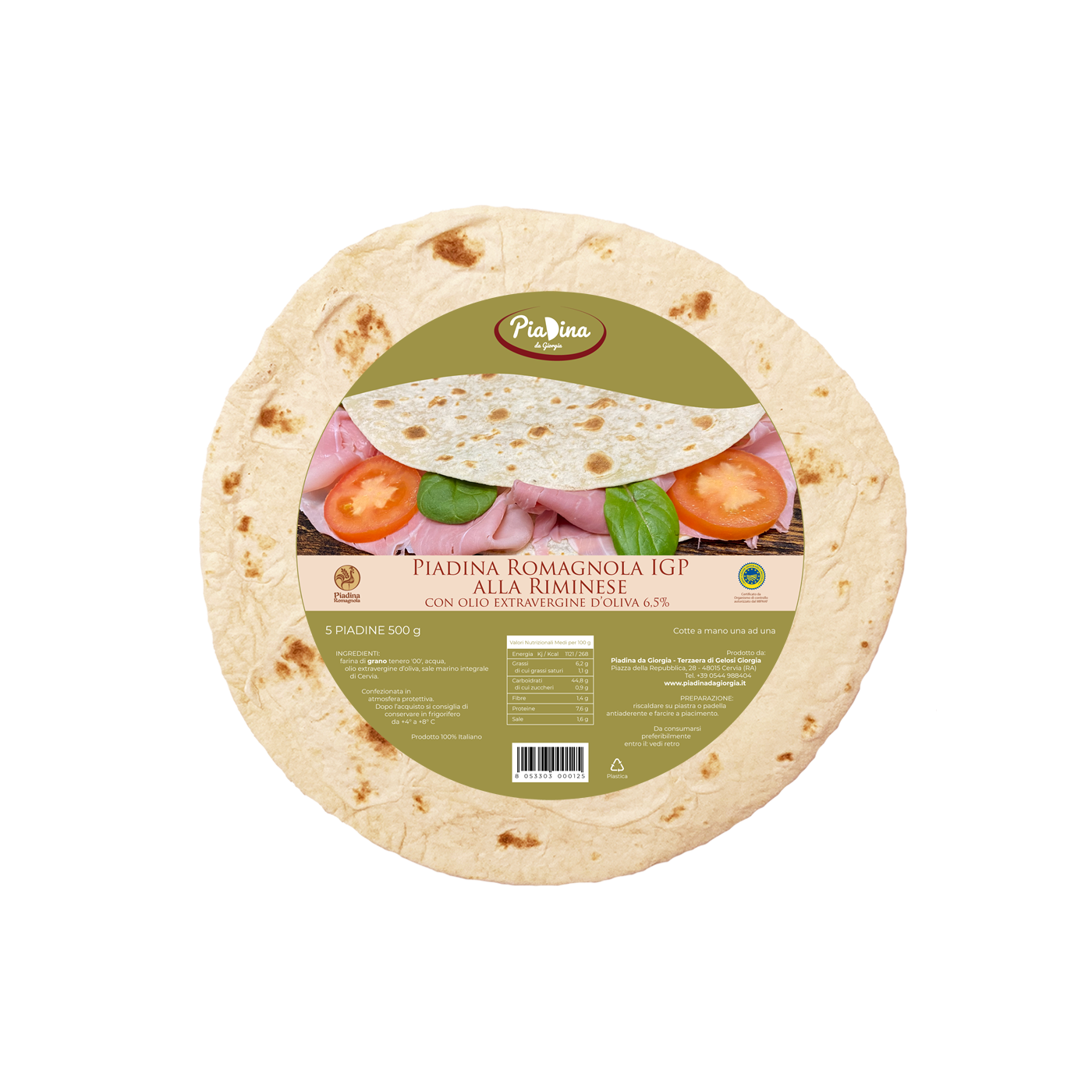 Piadina Romagnola g.g.A. Riminese mit natives Olivenöl extra